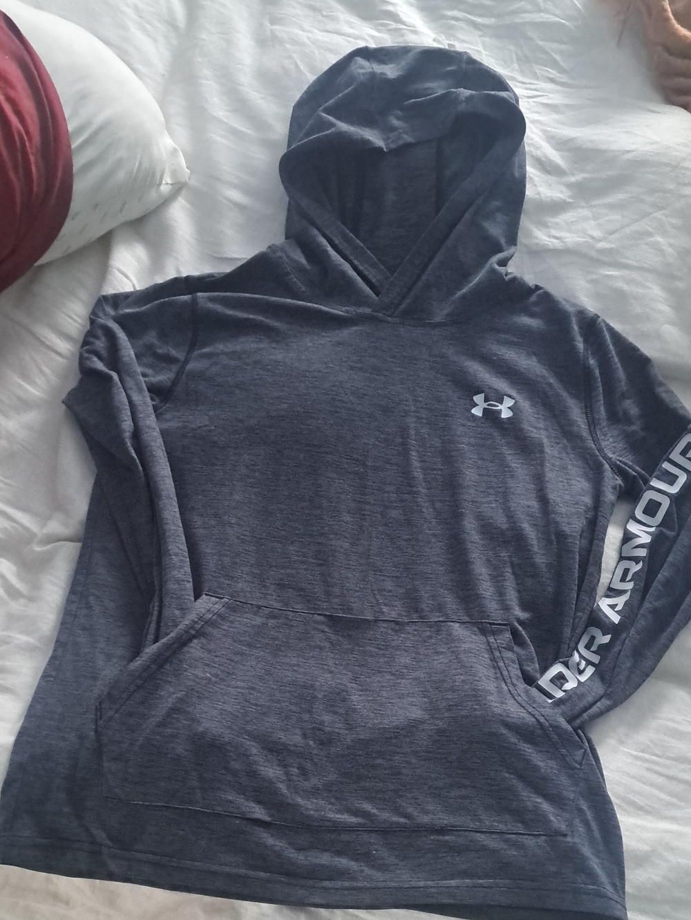 Under Armour Grey Hooded Pullover with Sleeve Logo